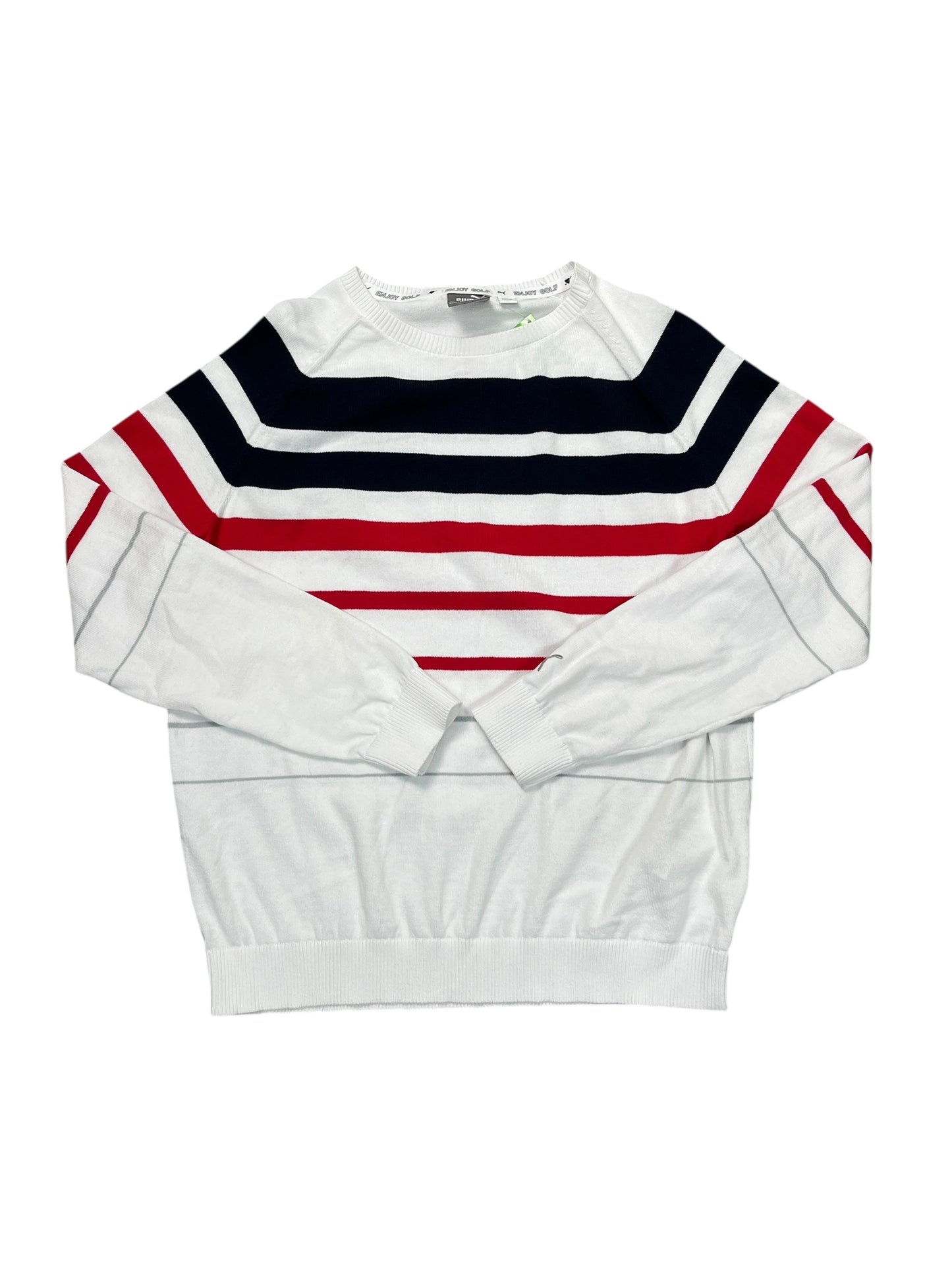 Athletic Sweatshirt Collar By Puma In Striped Pattern, Size:L