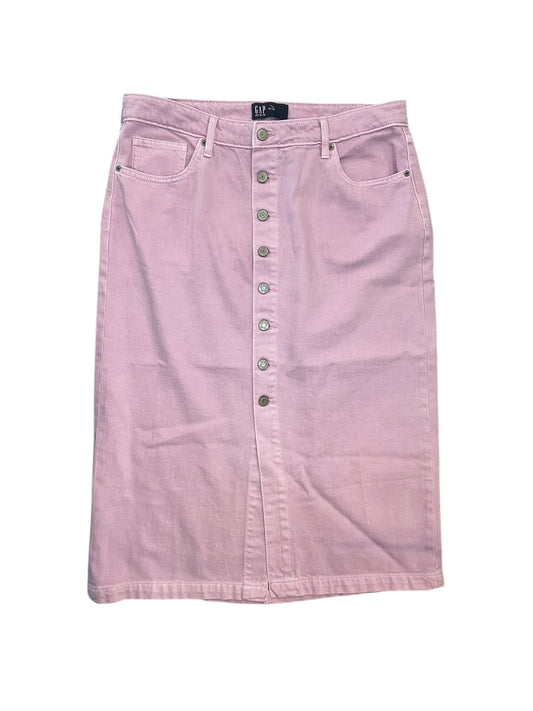 Skirt Midi By Gap In Pink Denim, Size:Xl