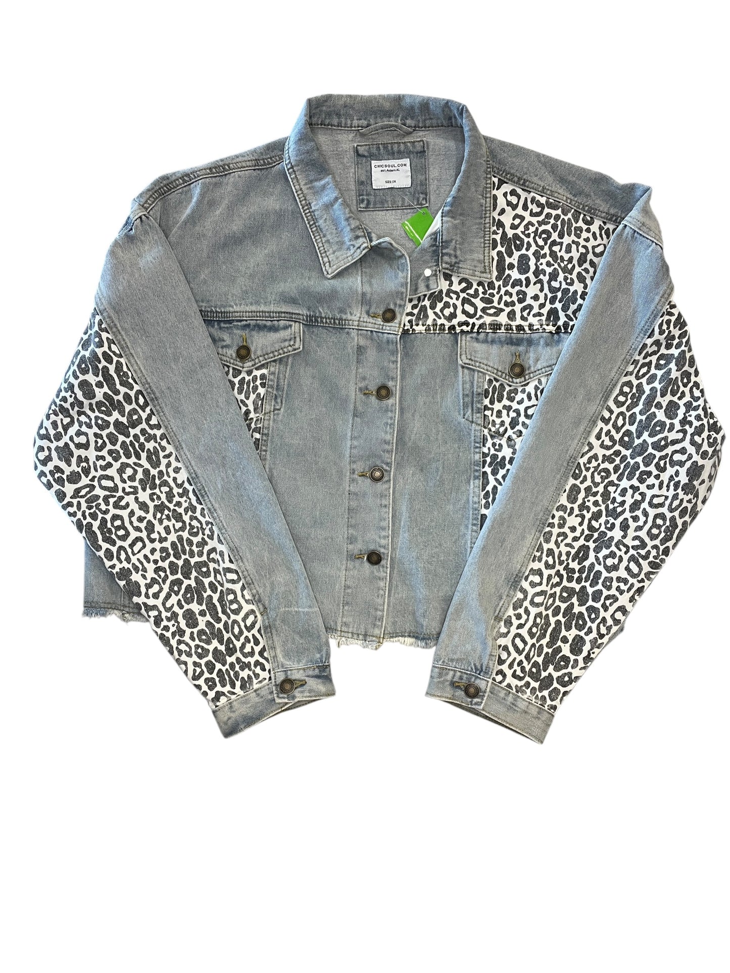 Jacket Denim By Chicsoul In Blue Denim, Size:2X