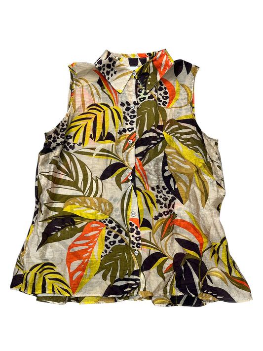 Blouse Sleeveless By Cabi In Tropical Print, Size:M