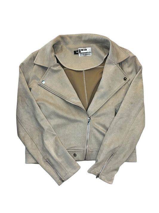 Jacket Moto By Allegra K In Tan, Size:L