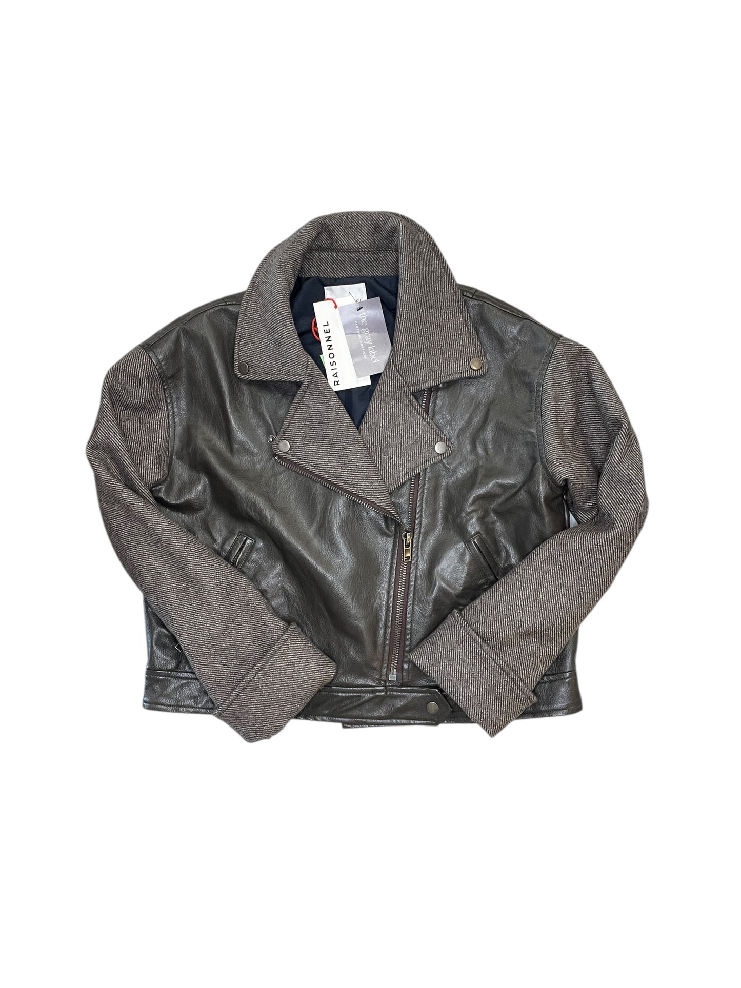 Jacket Moto By Clothes Mentor In Brown, Size:S