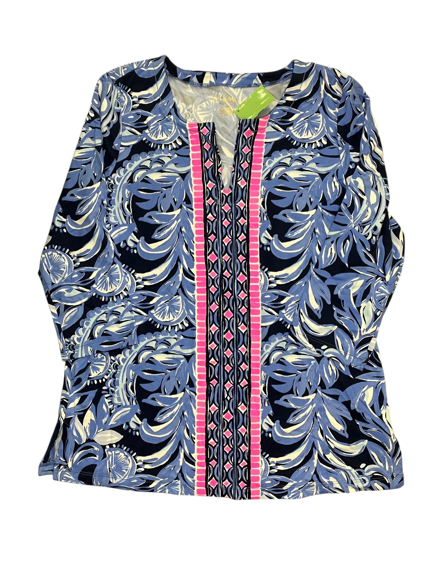 Blouse Designer By Lilly Pulitzer In Blue & White, Size:M