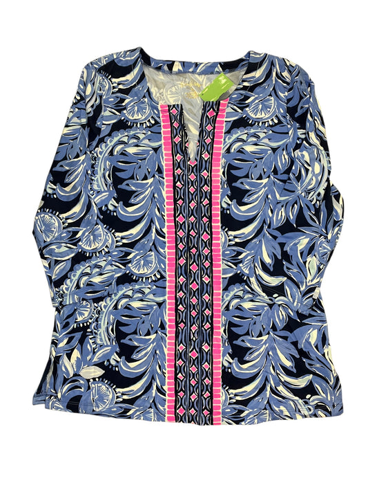 Blouse Designer By Lilly Pulitzer In Blue & White, Size:M