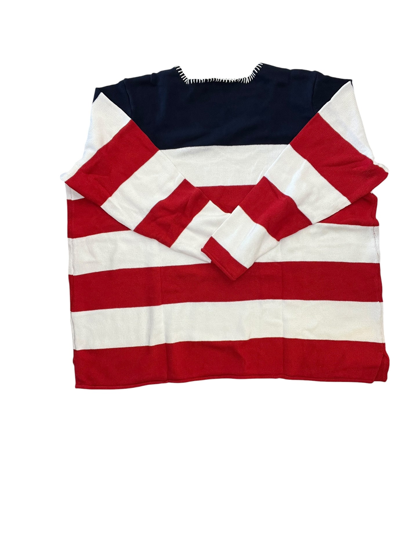 Sweater By D&Co. In Blue Red & White, Size:3X