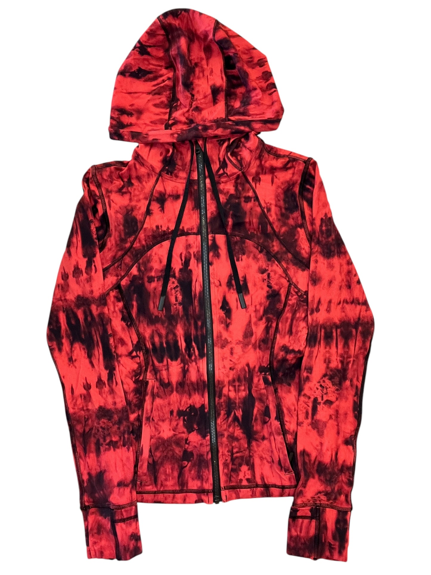 Athletic Top Ls Hoodie By Lululemon In Black & Red, Size:S