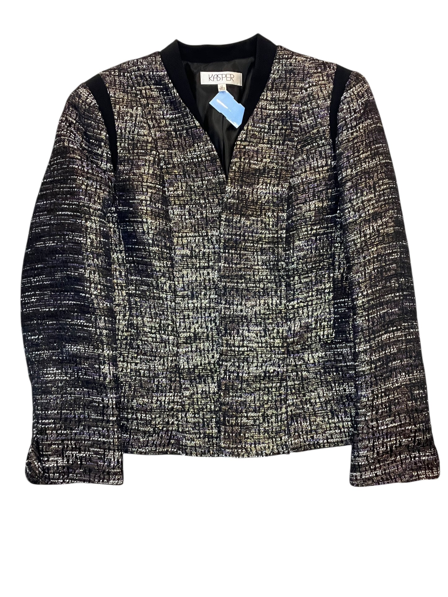 Blazer By Kasper In Black & Gold, Size:L