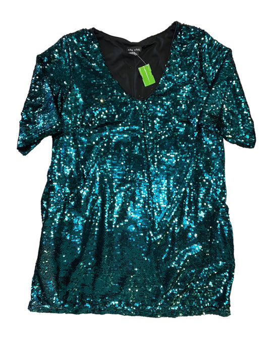 Dress Party Midi By City Chic In Teal, Size:Xxl