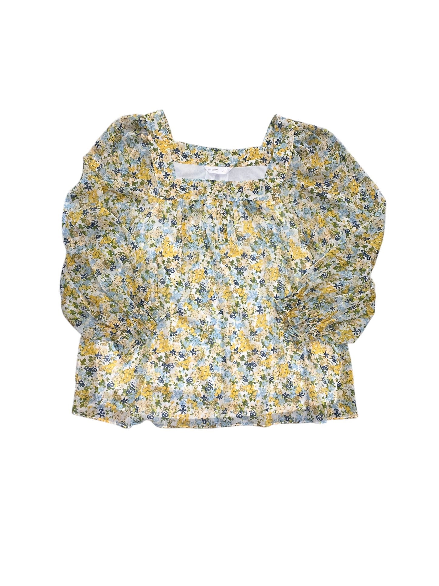 Blouse Ls By Lc Lauren Conrad In Floral Print, Size:Xl