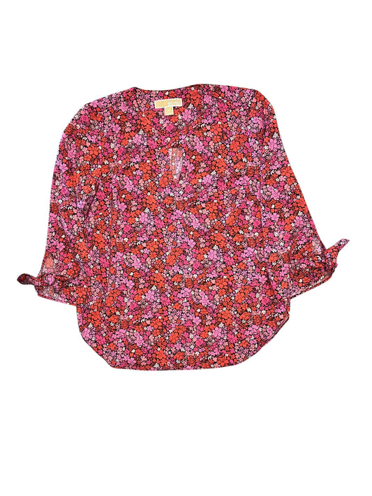 Blouse 3/4 Sleeve By Michael By Michael Kors In Floral Print, Size:S
