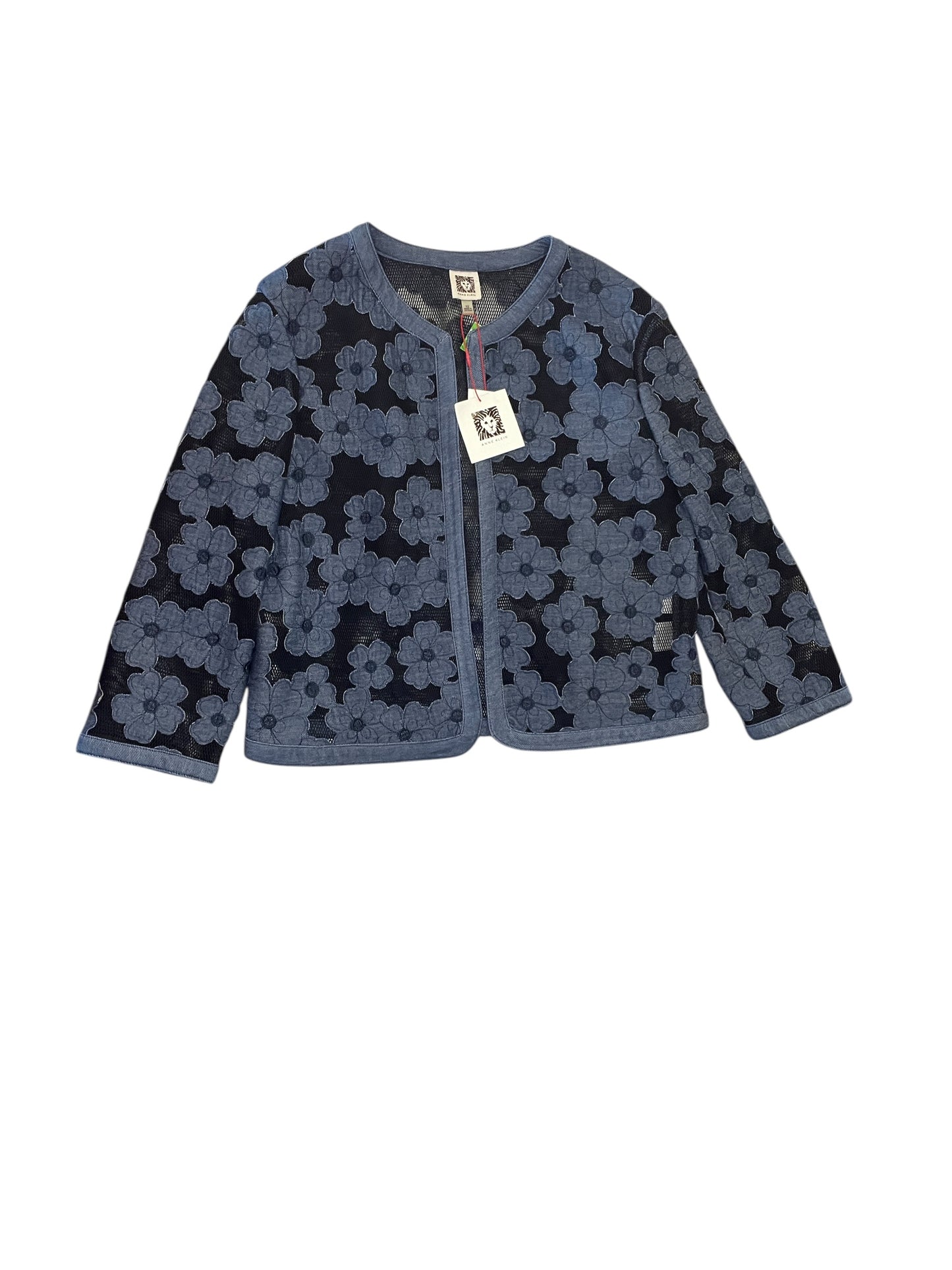 Cardigan By Anne Klein In Blue, Size:L