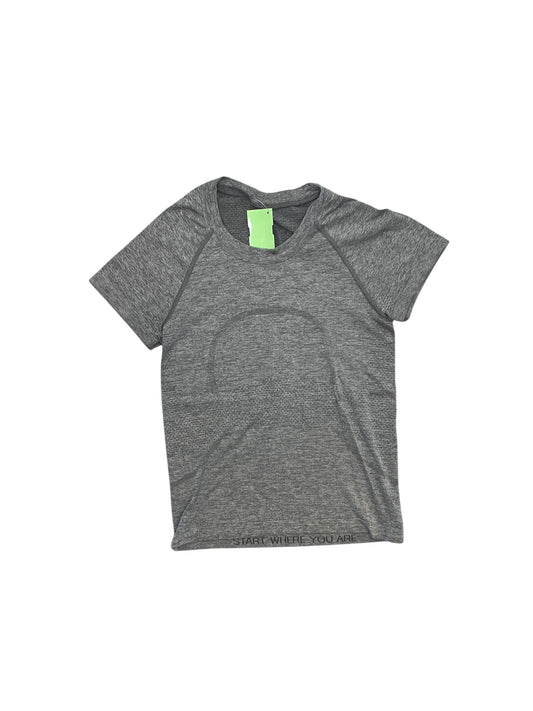 Athletic Top Ss By Lululemon In Grey, Size:Xs