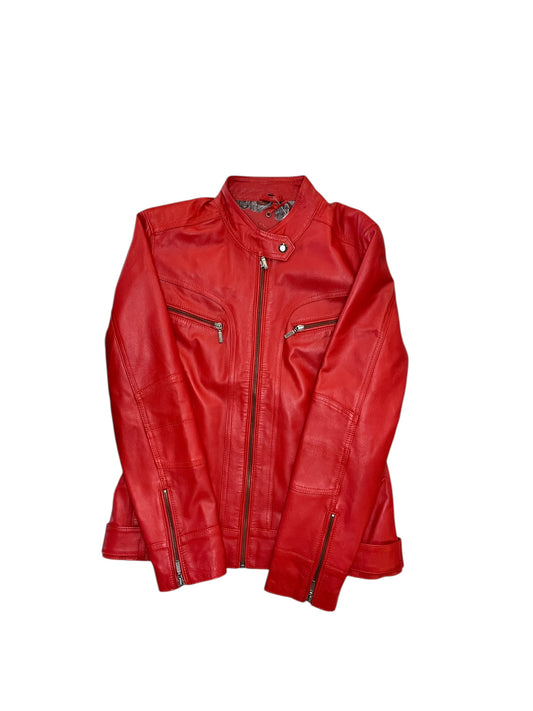 Jacket Leather By Clothes Mentor In Red, Size:M