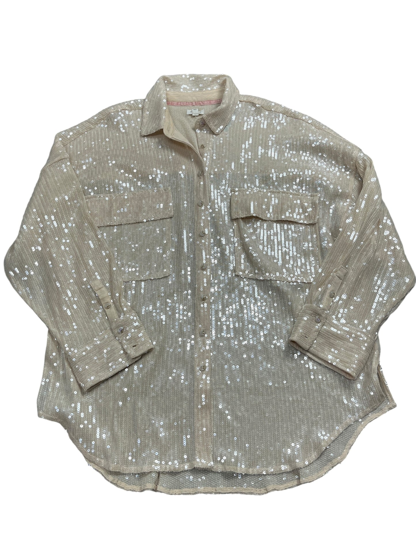 Blouse Ls By Pilcro In Gold, Size:Xl