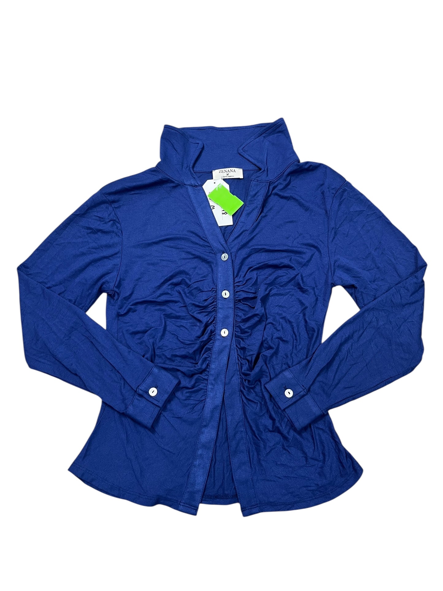 Top Ls By Zenana Outfitters In Blue, Size:M