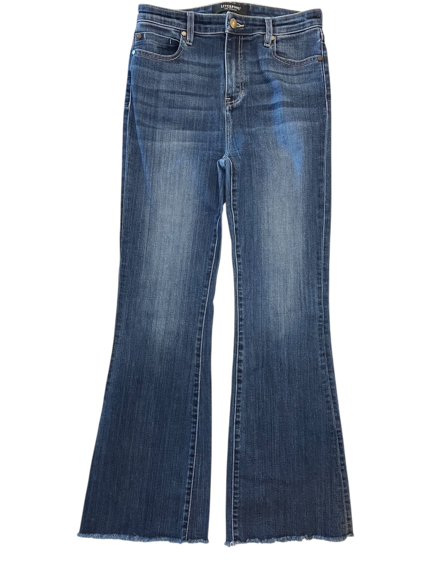 Jeans Flared By Liverpool In Blue Denim, Size:4