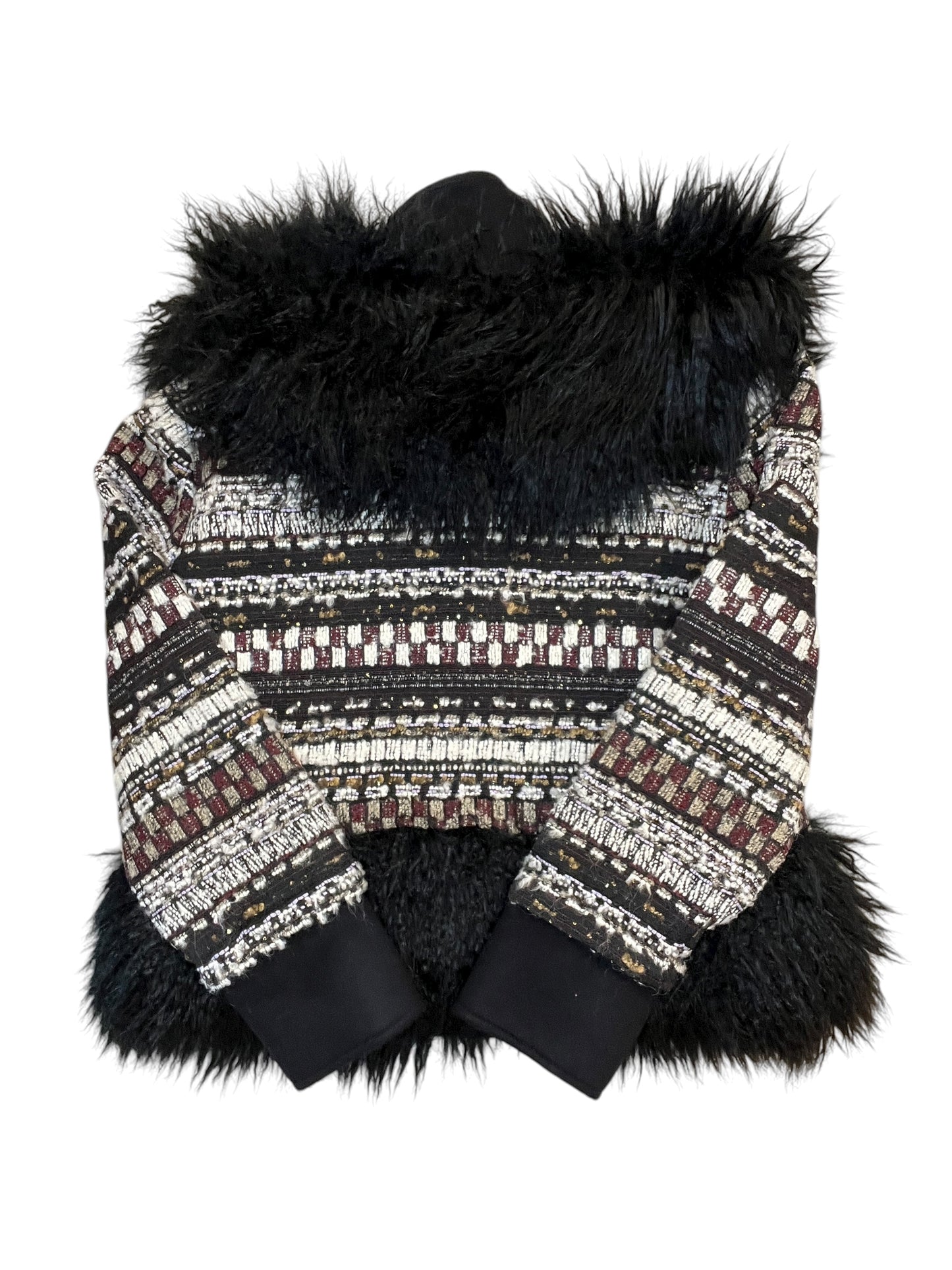 Coat Faux Fur & Sherpa By Veronica Beard In Black & Cream, Size:S