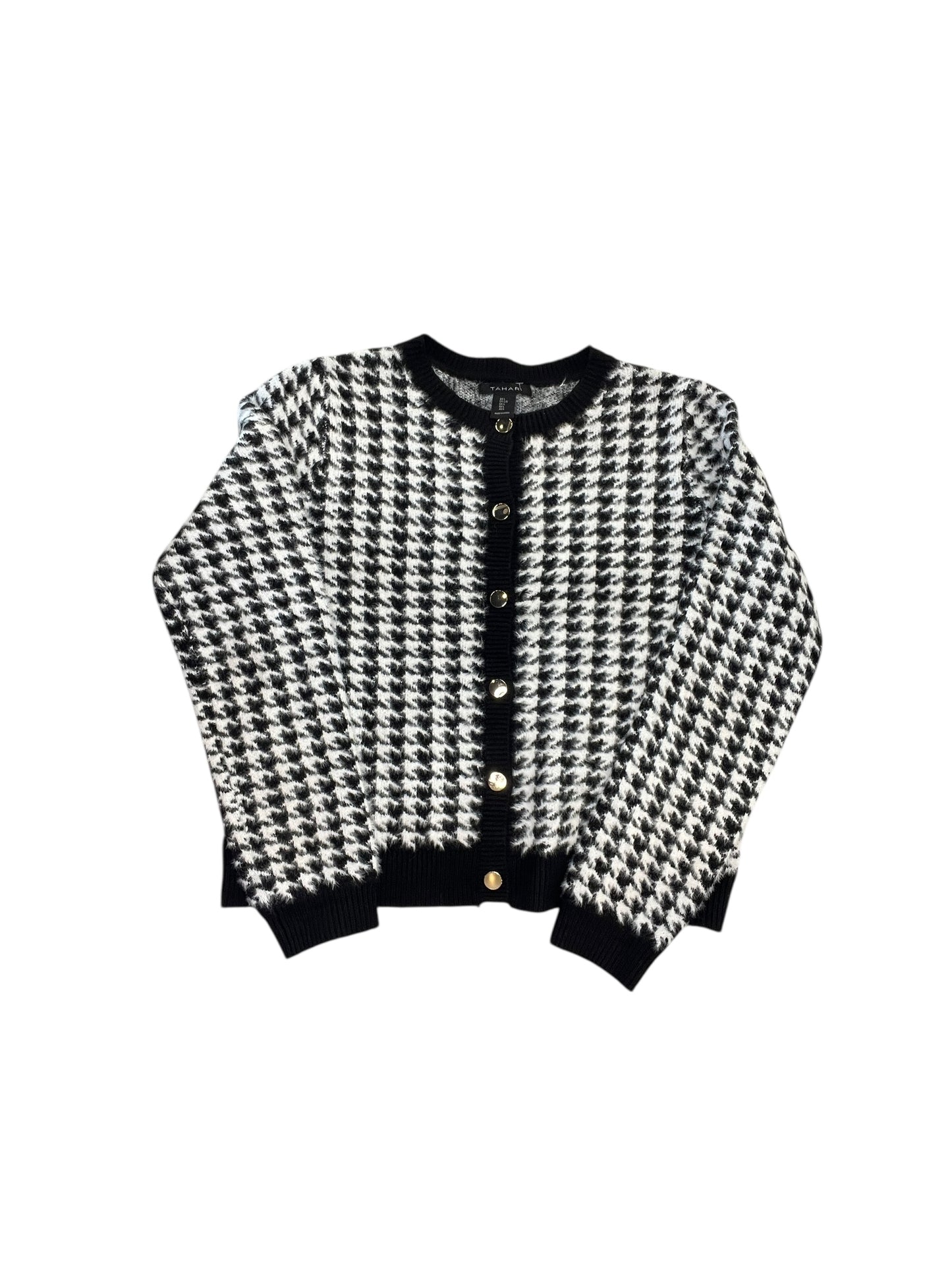 Cardigan By Tahari In Black & White, Size:L