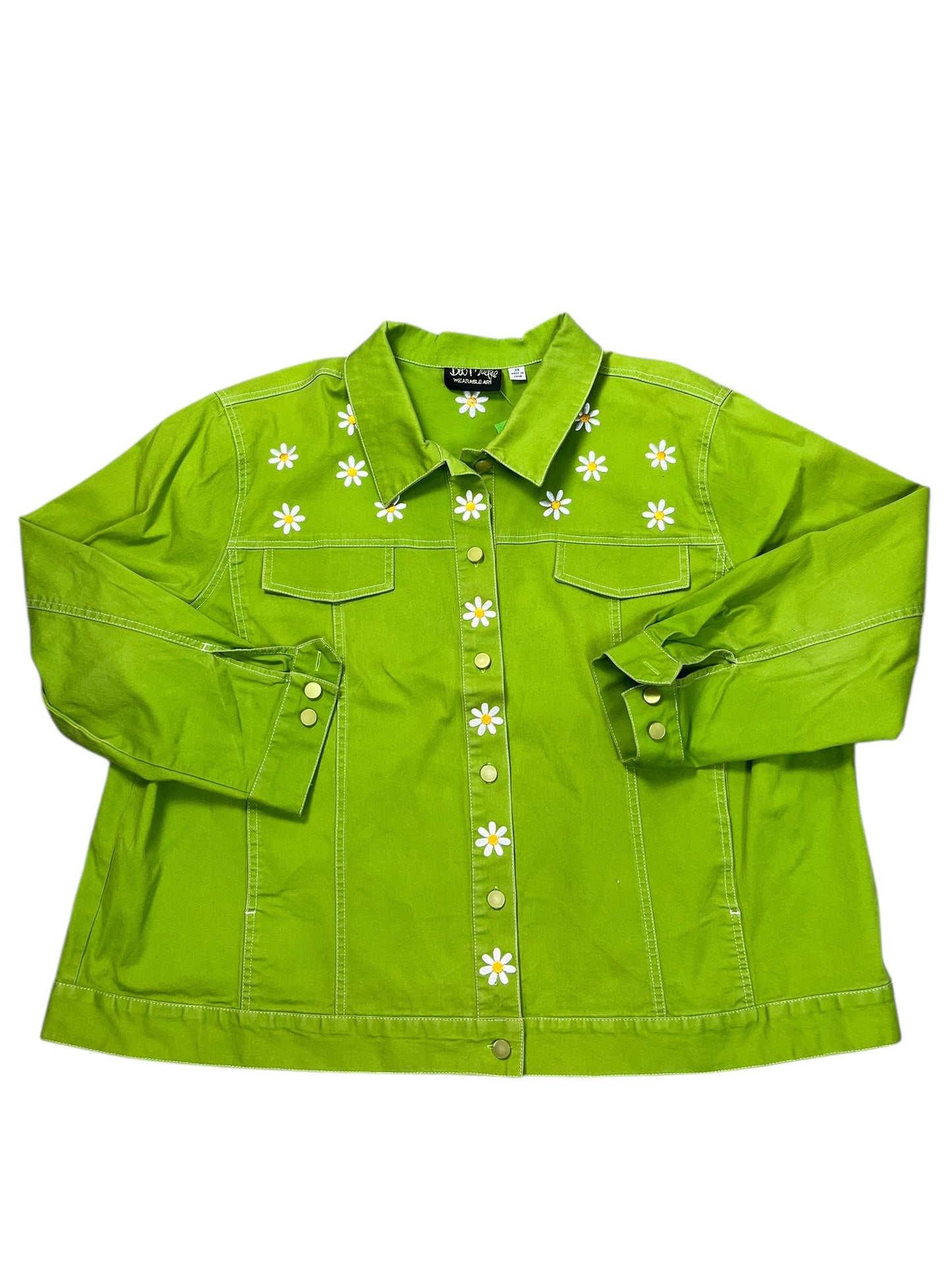 Jacket Shirt By Bob Mackie Qvc In Green, Size:3X