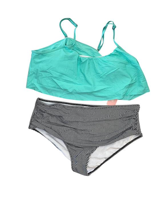 Swimsuit 2Pc By Clothes Mentor In Blue & White, Size:Xxl