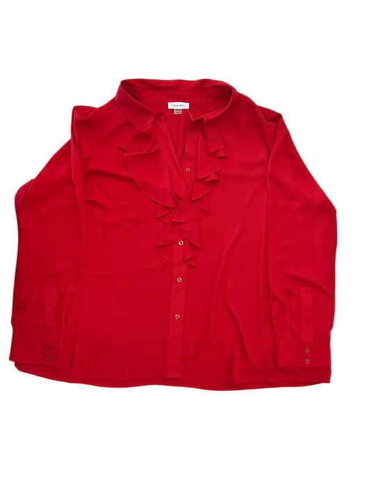 Blouse Ls By Calvin Klein In Red, Size:3X