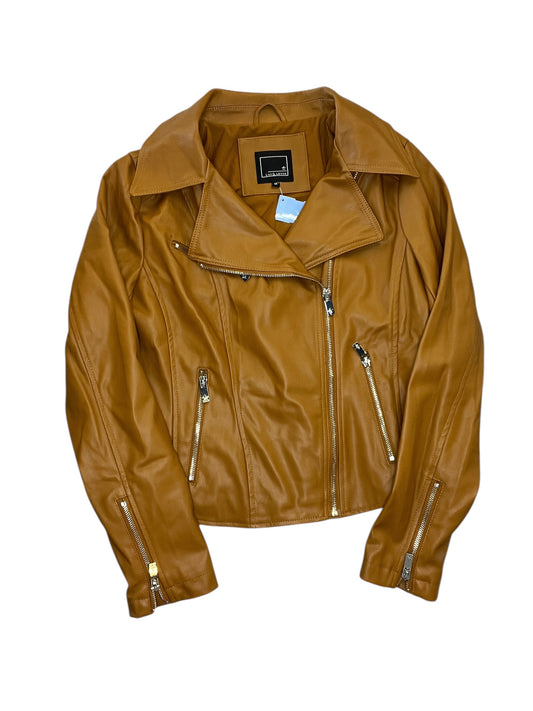 Jacket Moto By Clothes Mentor In Brown, Size:M
