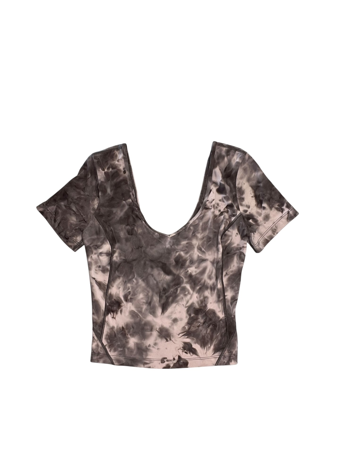 Athletic Top Ss By Lululemon In Grey, Size:Xs