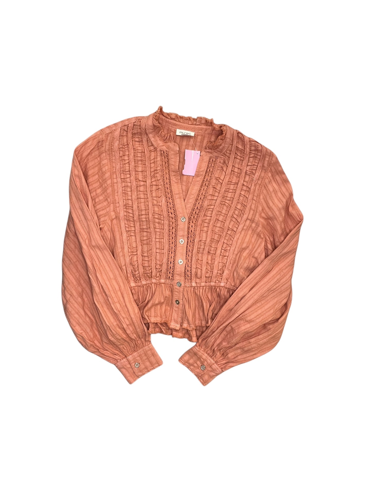 Blouse Ls By Pilcro In Orange, Size:S