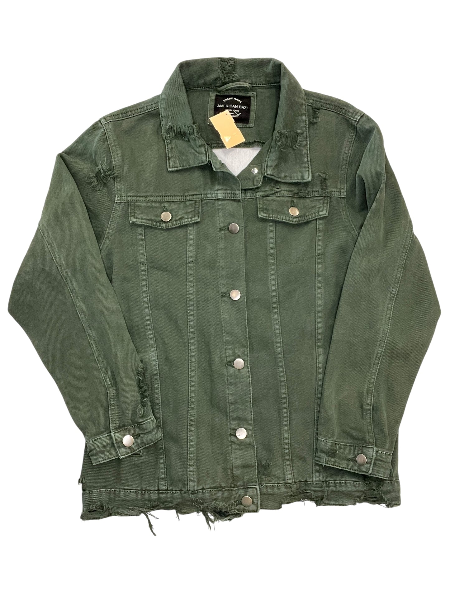 Jacket Denim By American Bazi In Green Denim, Size:M