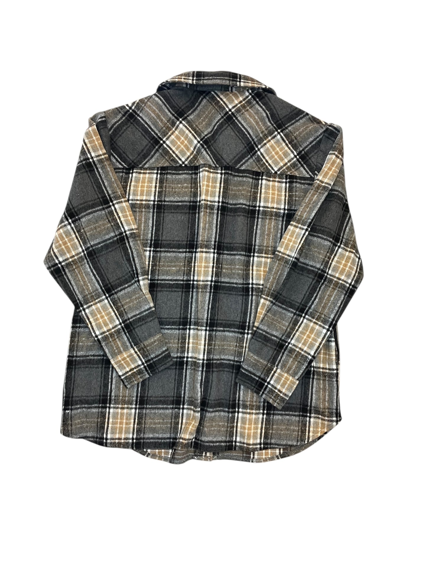 Jacket Shirt By Steve Madden In Plaid Pattern, Size:L