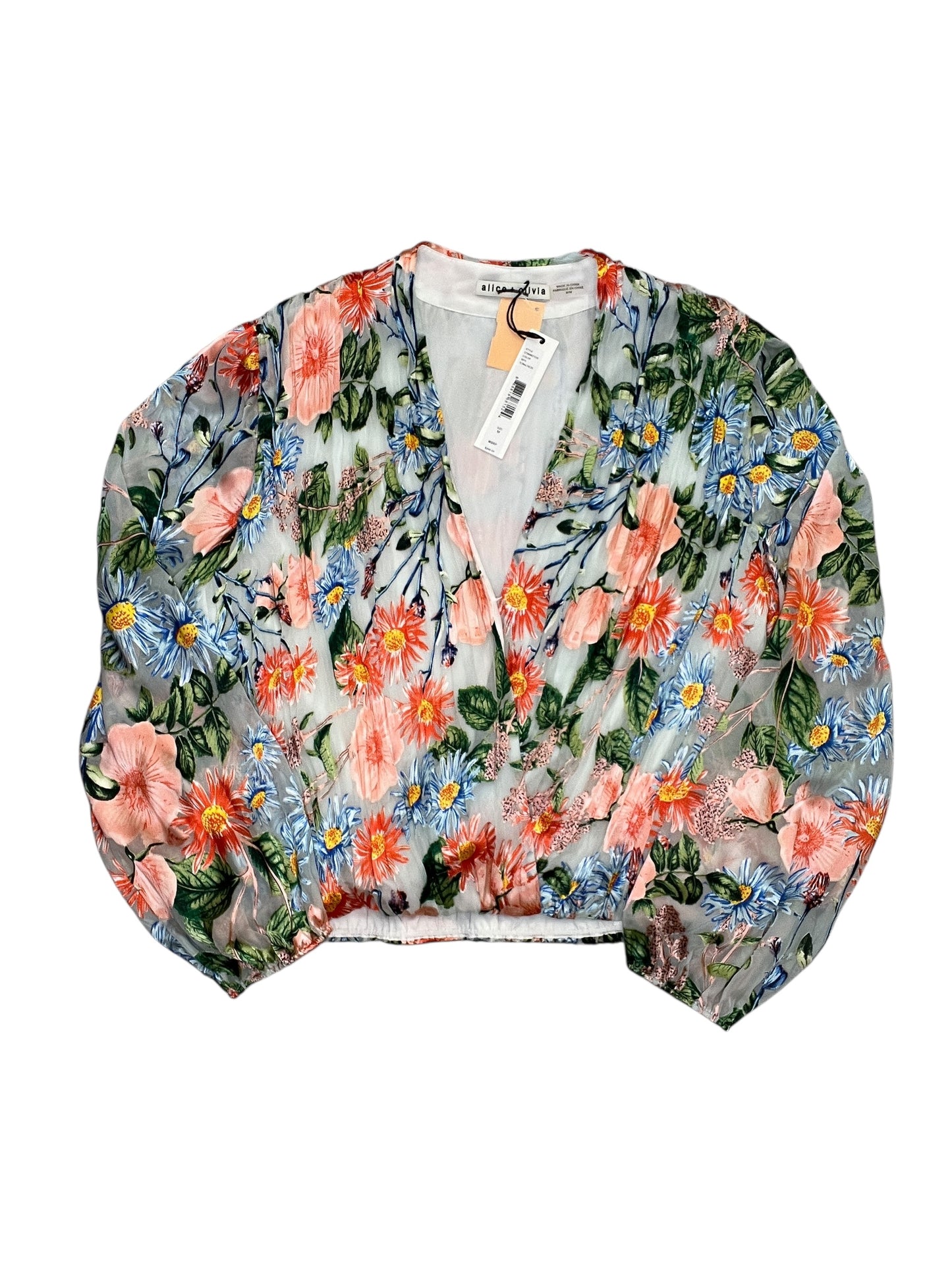 Top Ls Designer By Alice + Olivia In Floral Print, Size:M