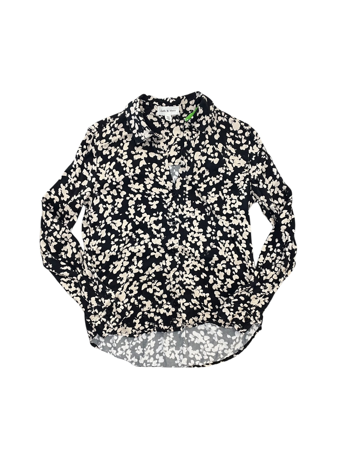 Blouse Ls By Cloth & Stone In Black & Cream, Size:Xs