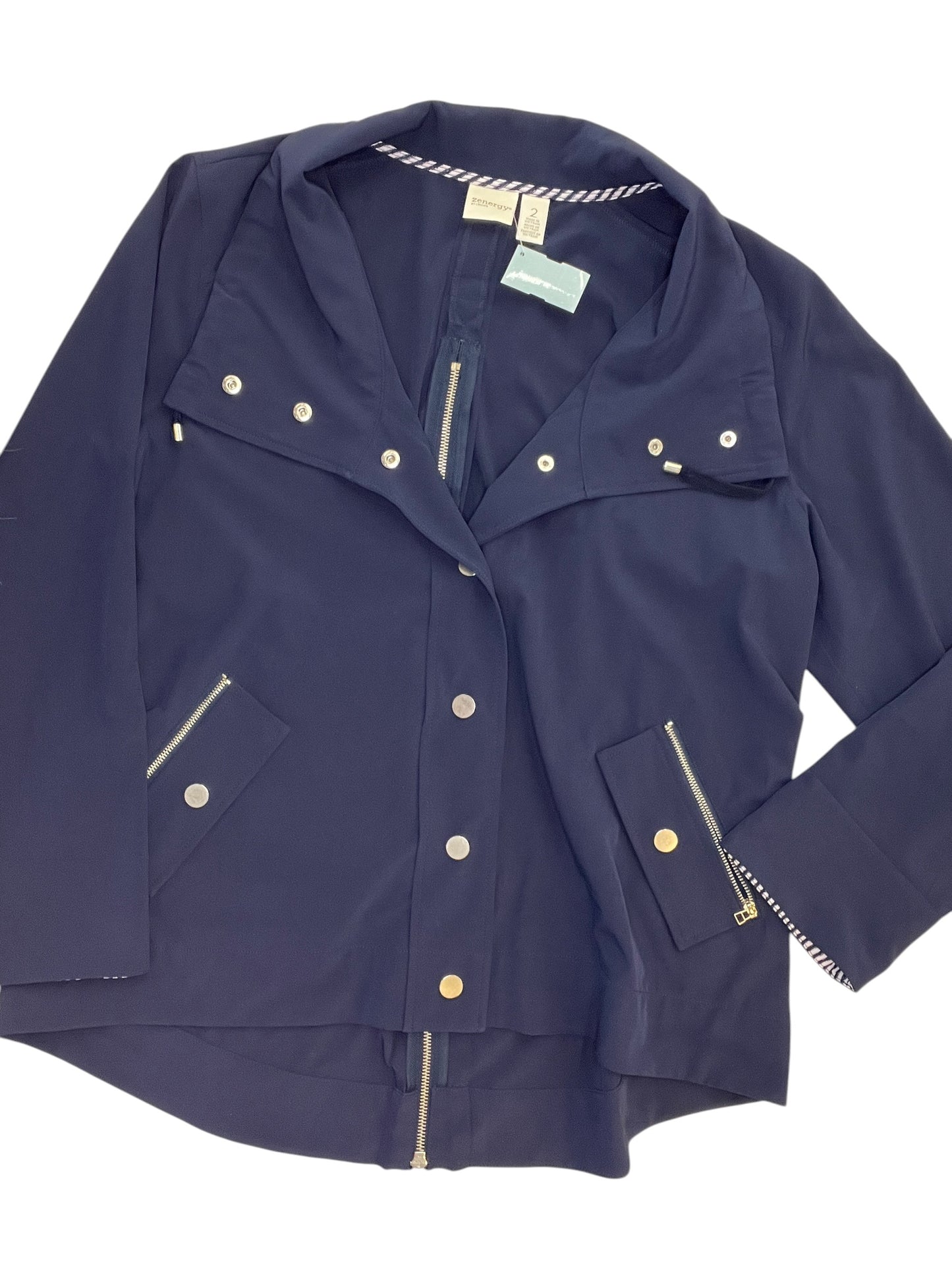 Jacket Windbreaker By Zenergy By Chicos In Blue, Size:L