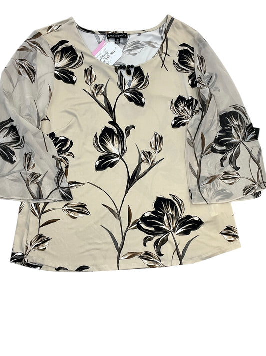 Blouse Ss By Sara Michelle In Tan, Size:1X