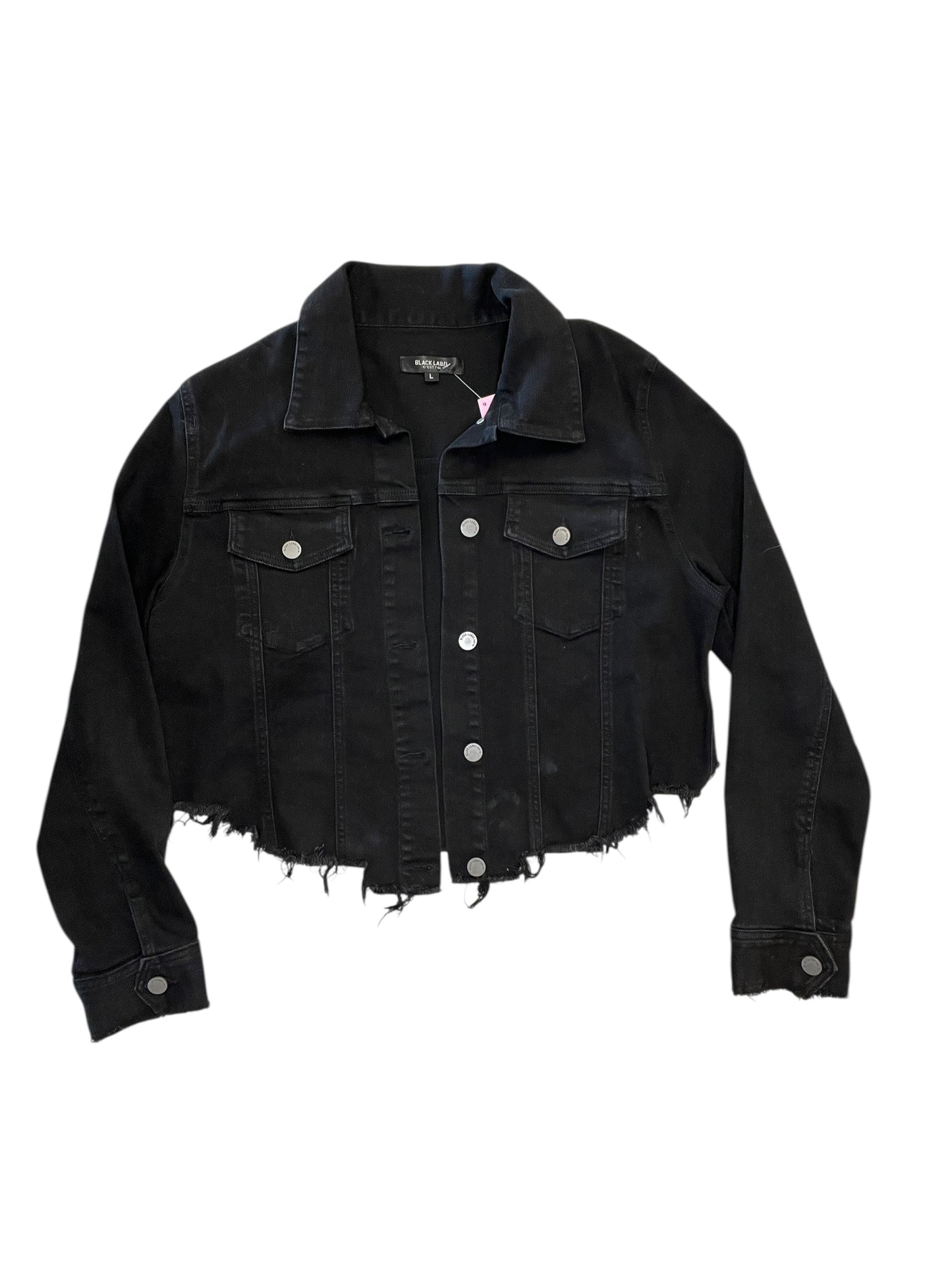 Jacket Denim By Black Label In Black Denim, Size:L