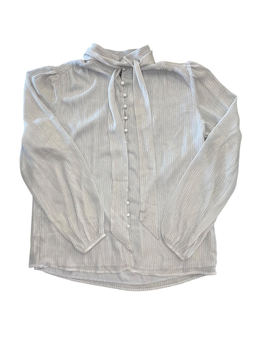 Blouse Ls By Ann Taylor In Grey, Size:S