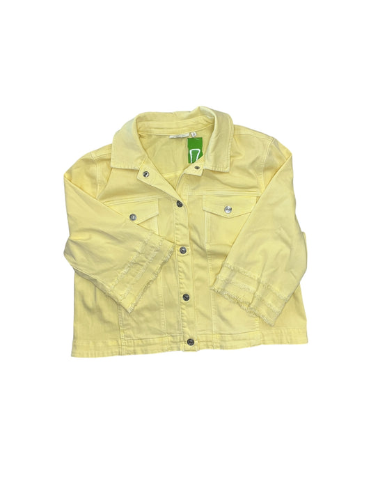 Jacket Denim By Chicos In Yellow Denim, Size:Xl