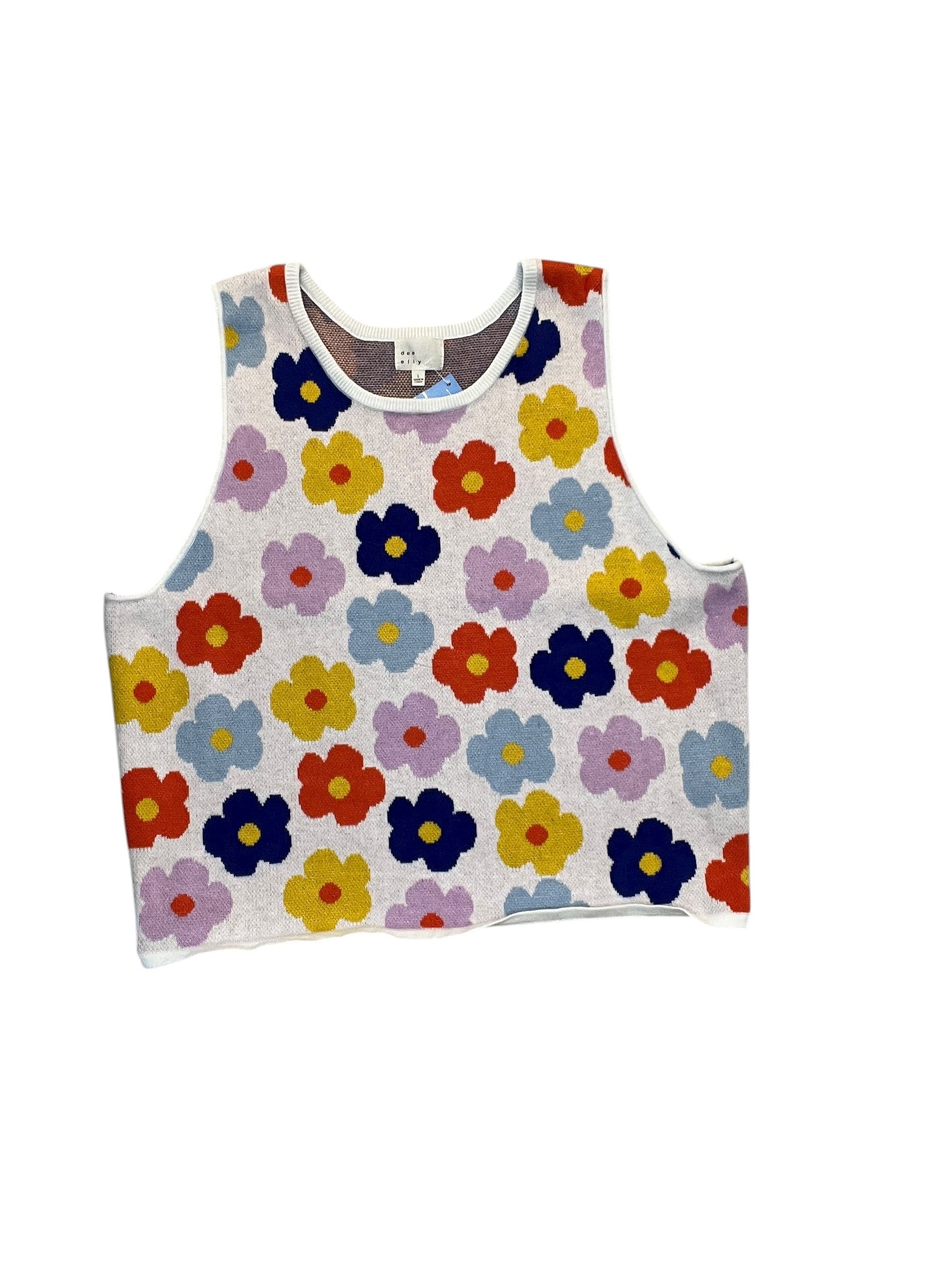 Vest Sweater By Dee Elly In Floral Print, Size:L