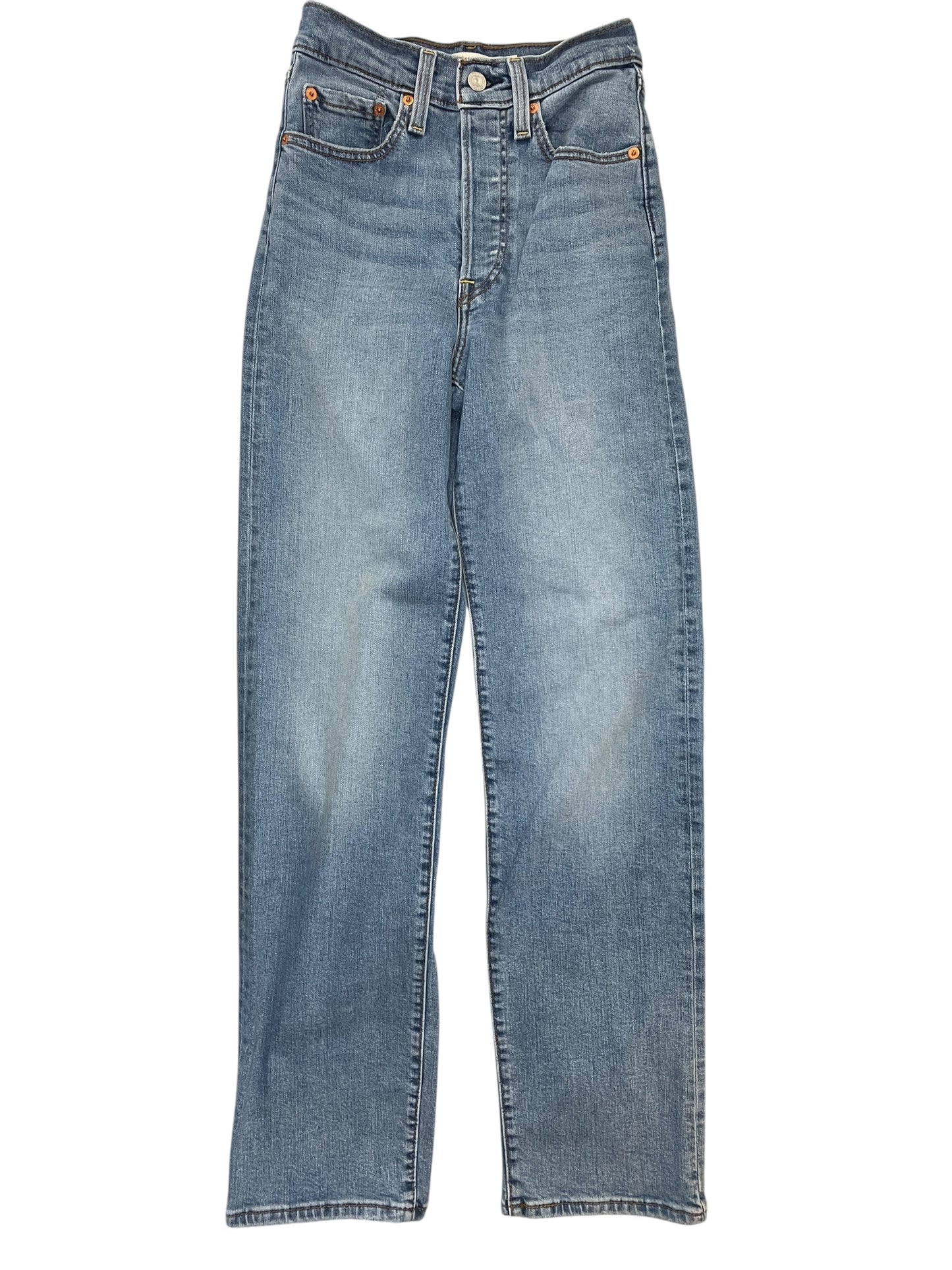 Jeans Straight By Levis In Blue Denim, Size:0