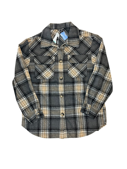 Jacket Shirt By Steve Madden In Plaid Pattern, Size:L