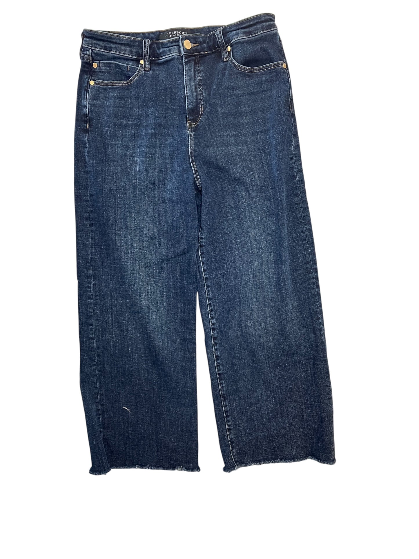 Jeans Wide Leg By Liverpool In Blue Denim, Size:8