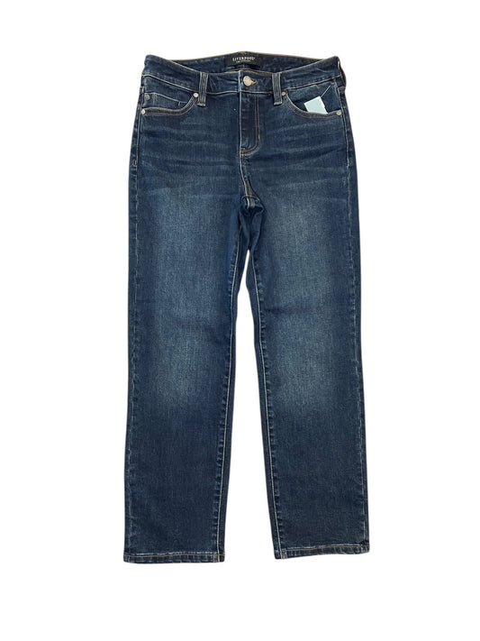 Jeans Straight By Liverpool In Blue Denim, Size:6