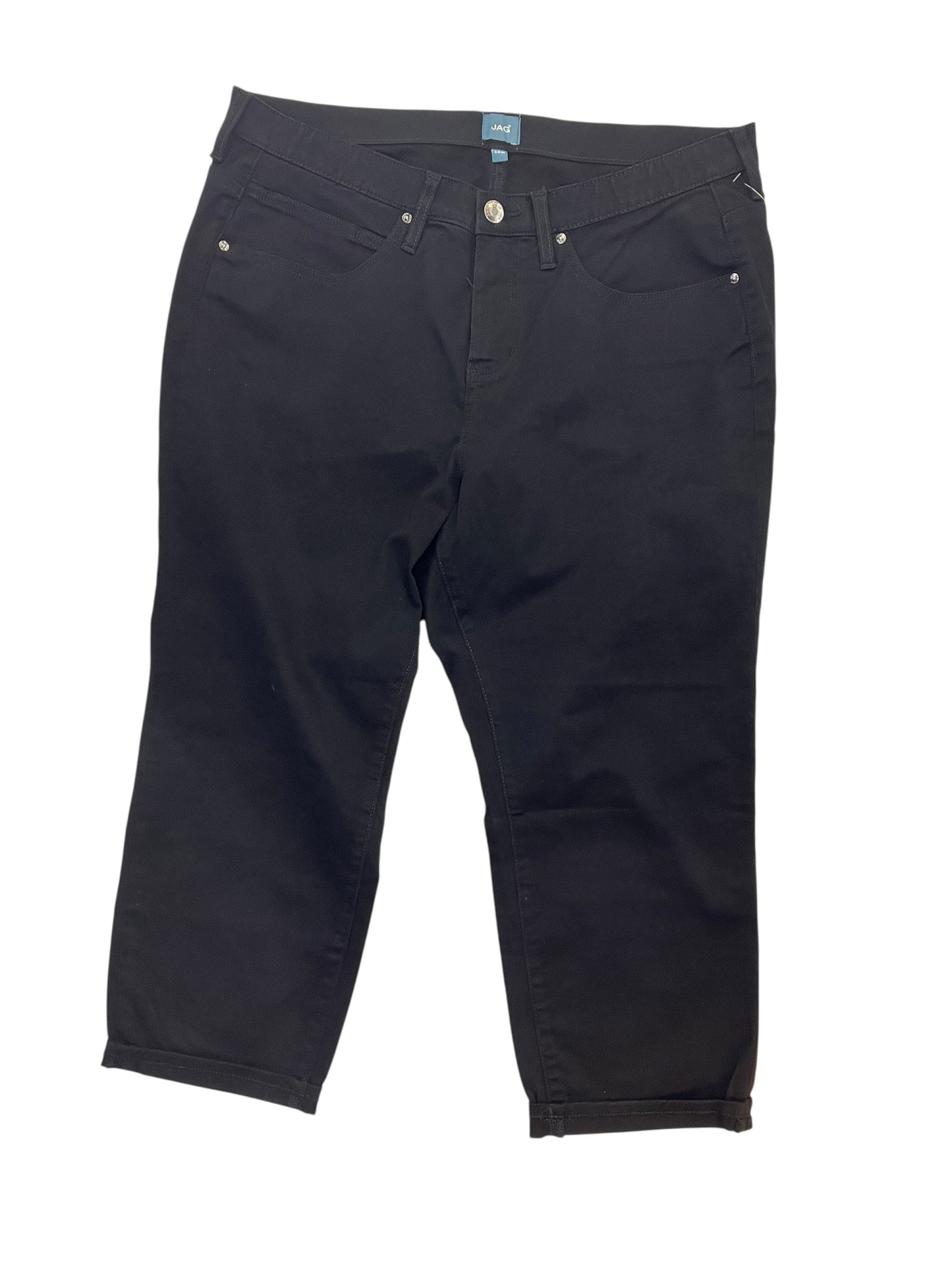 Jeans Cropped By Jag In Black Denim, Size:18