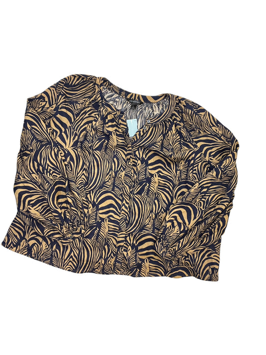 Blouse Ls By Banana Republic In Blue & Brown, Size:L
