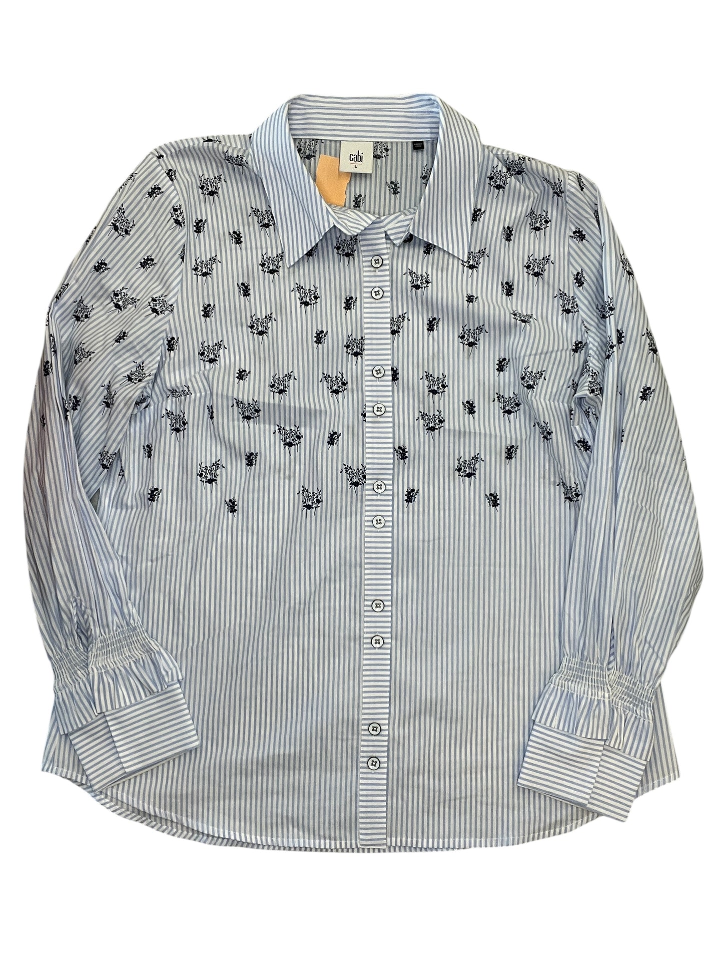 Blouse Ls By Cabi In Blue & White, Size:L