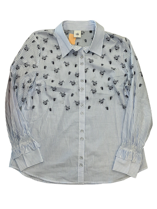 Blouse Ls By Cabi In Blue & White, Size:L
