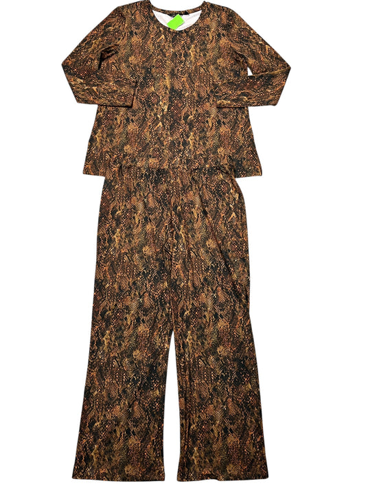 Pants Set 2Pc By Iman Hsn In Snakeskin Print, Size:L
