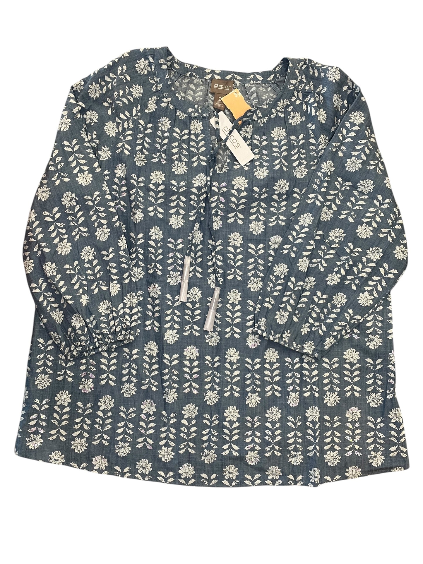 Blouse Ls By Chicos In Blue, Size:L