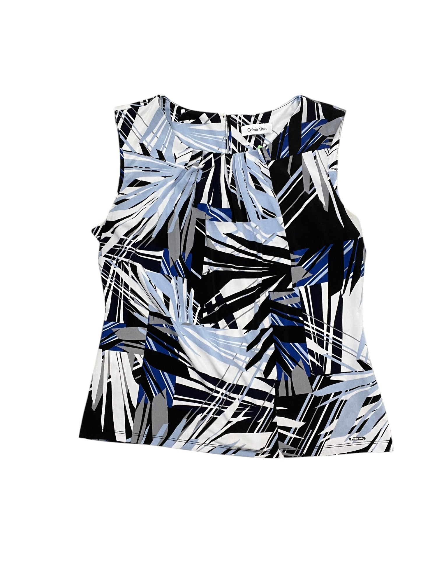 Blouse Sleeveless By Calvin Klein In Black & Blue, Size:M