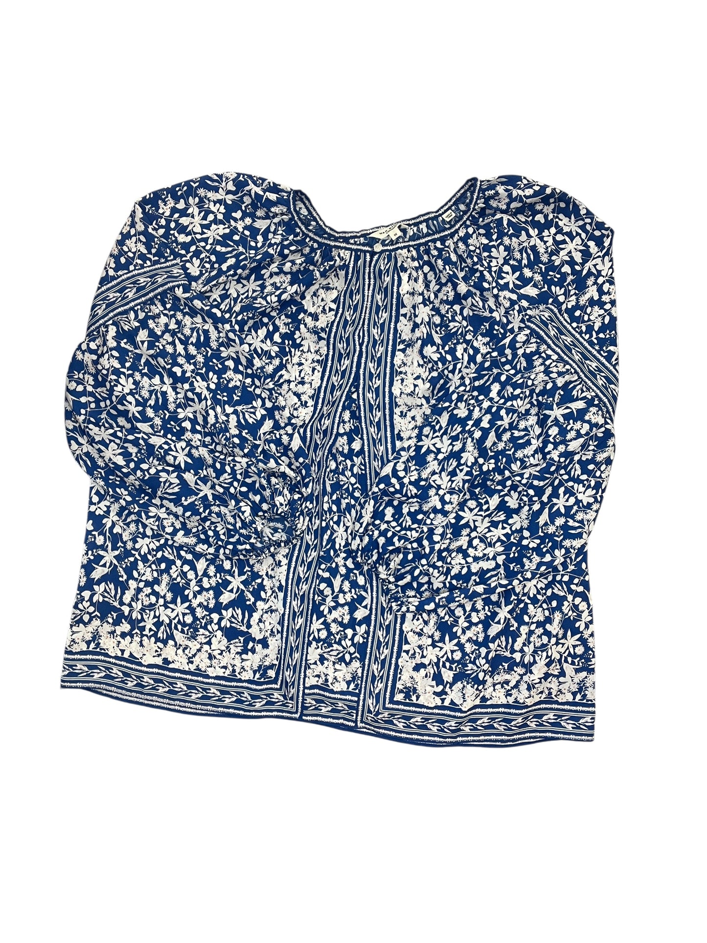 Blouse Ls By Max Studio In Blue, Size:1X